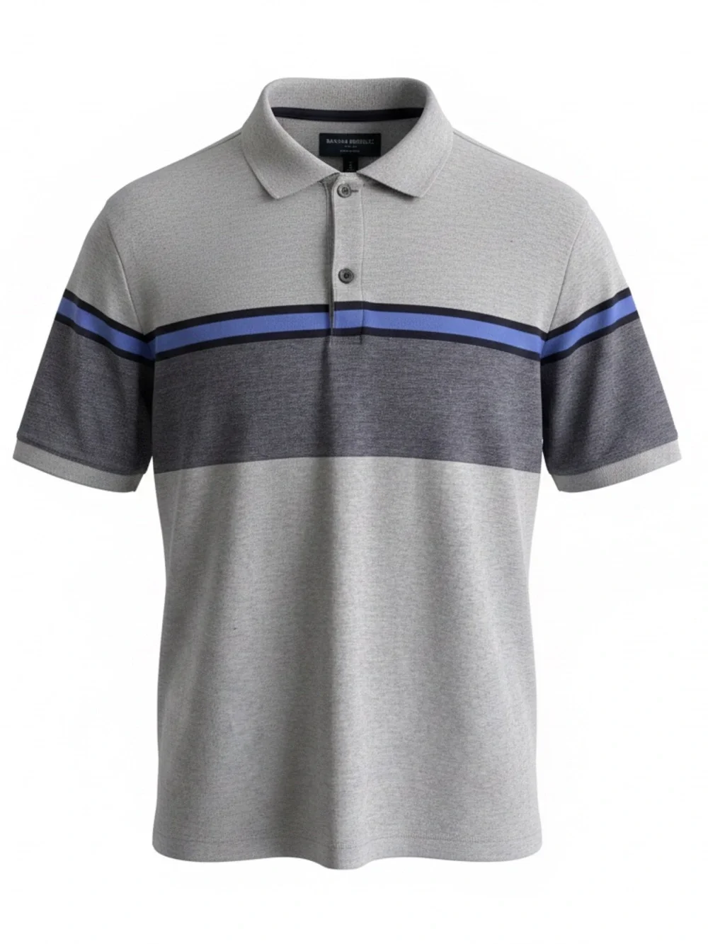Banana Republic Men’s Preppy Striped Cotton Dress Polo Gray Blue Black Large EUC